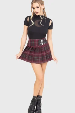 Bat Girl Skirt [BURGUNDY TARTAN]