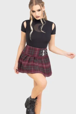 Bat Girl Skirt [BURGUNDY TARTAN]