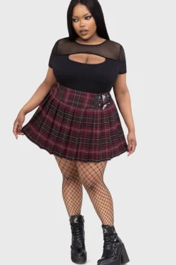 Bat Girl Skirt [BURGUNDY TARTAN]