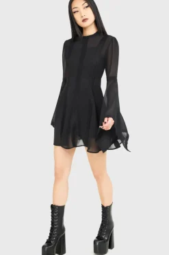 Begone Long Sleeve Mini Dress [BLACK]