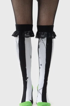 Distressed Stripe Knee High Socks