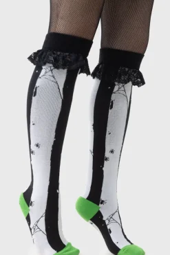 Distressed Stripe Knee High Socks