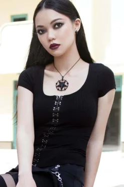 Eye C U Cap-Sleeve Top