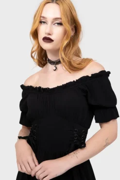 Jocasta Maxi Dress Short Sleeve [BLACK]