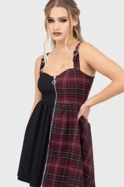 Tartan Marie Zip Dress [BURGUNDY]