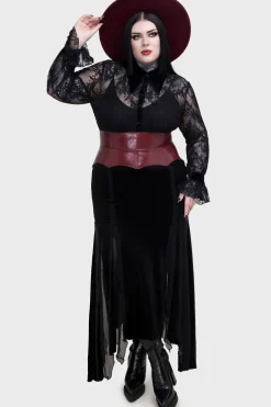 Wetland Bat Peplum Corset [Red]